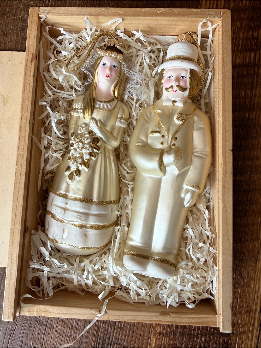 Lauscha Glas Creations Bride and Groom Handblown Holiday Ornaments - Set of 2
